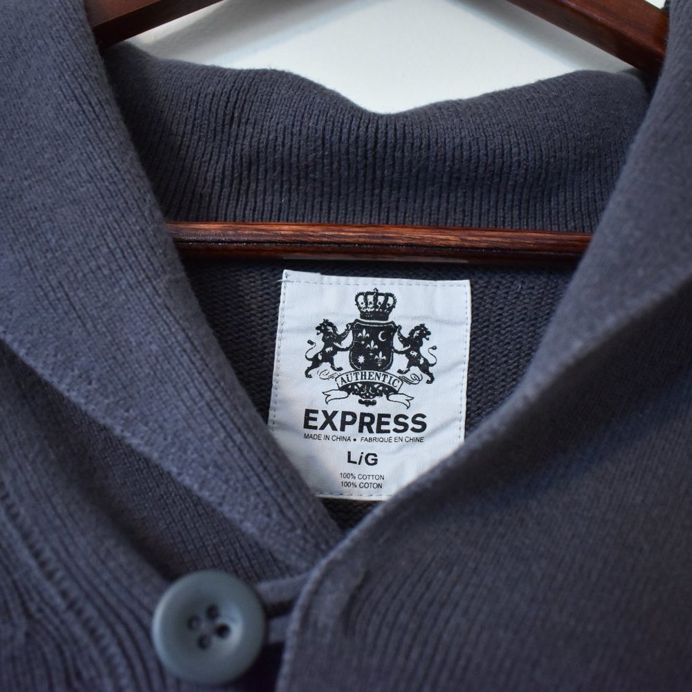 Express Charcoal Gray Sweater With Buttoned V Nec… - image 3